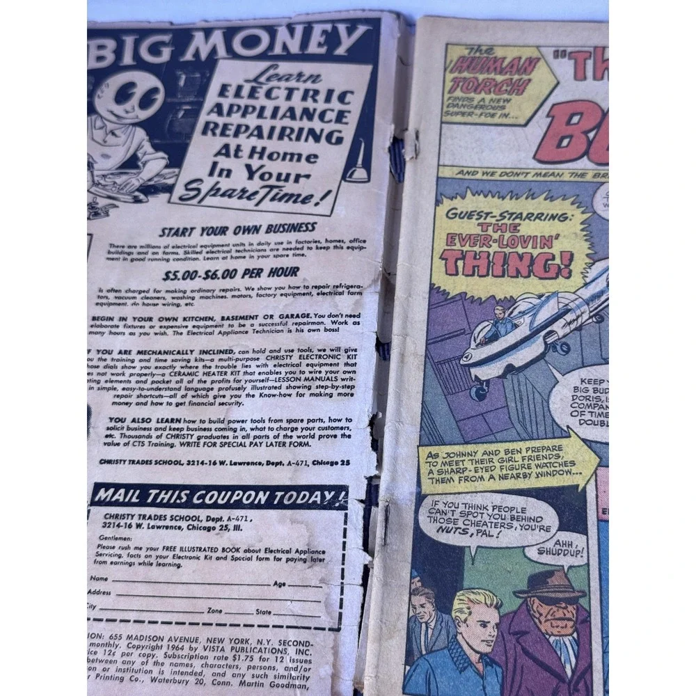 Vintage 1964 Marvel Strange Tales #123 Comic Book Human Torch Loki Silver Age
